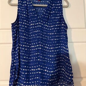 Vince Camuto Navy and White Sleeveless Blouse
